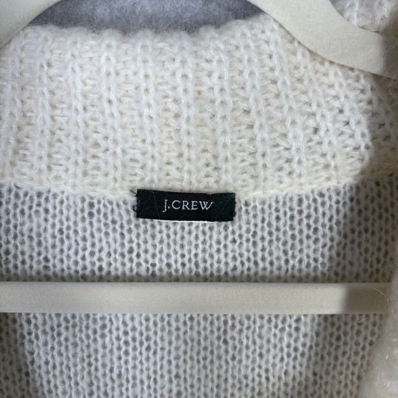 Y2K J Crew Shawl Collar Fisherman Sweater Medium Cream Tunic Beachy Old Money - Picture 4 of 9